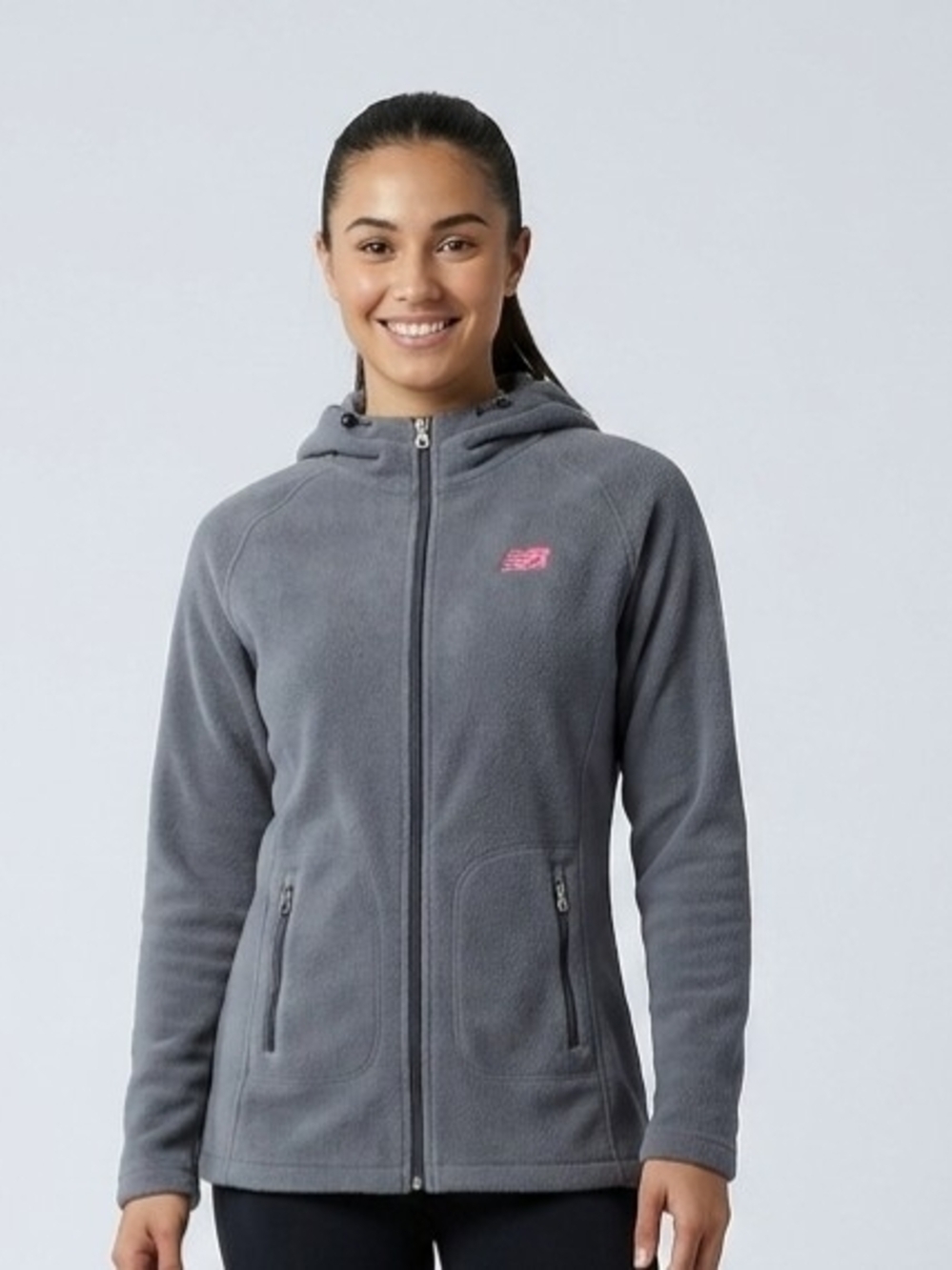New Balance Purple Fleece Full Zip Hoodie with Pink Logo Size Small